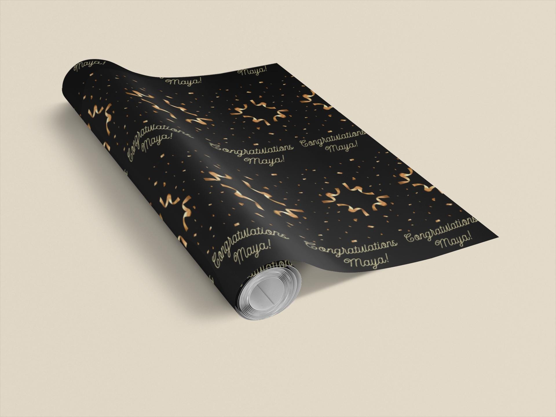 Customizable Black and Gold Wrapping Paper | Personalized Gift Wrap with Name | 24"x48" Sheets | Congratulations Events, Wedding Gift